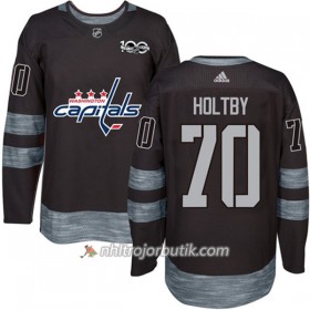 Män Ishockey Washington Capitals Tröja Braden Holtby 70 1917-2017 100th Anniversary Adidas Svart Authentic